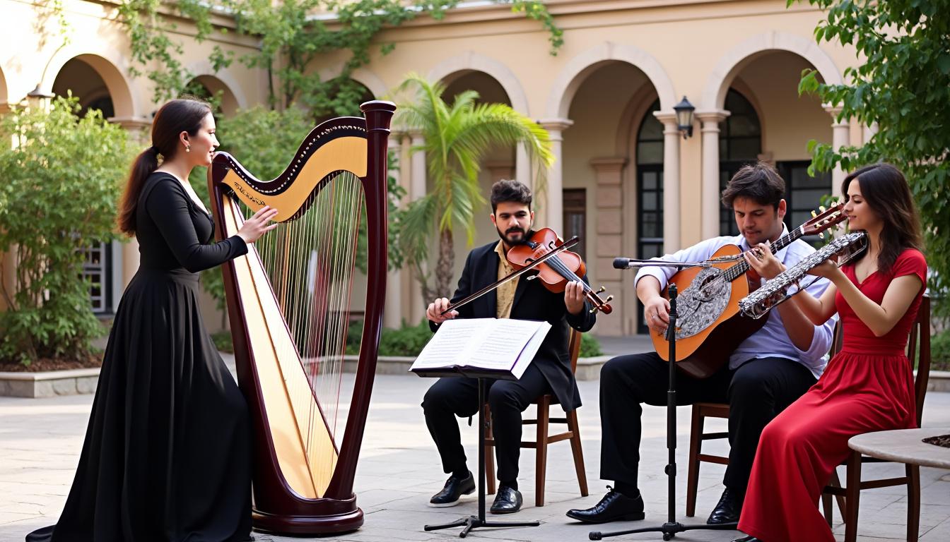 découvrez l'ouverture envoûtante de la folle journée d’ancenis-saint-géréon, un concert unique mêlant la douceur de la harpe à la chaleur rythmée des castagnettes.